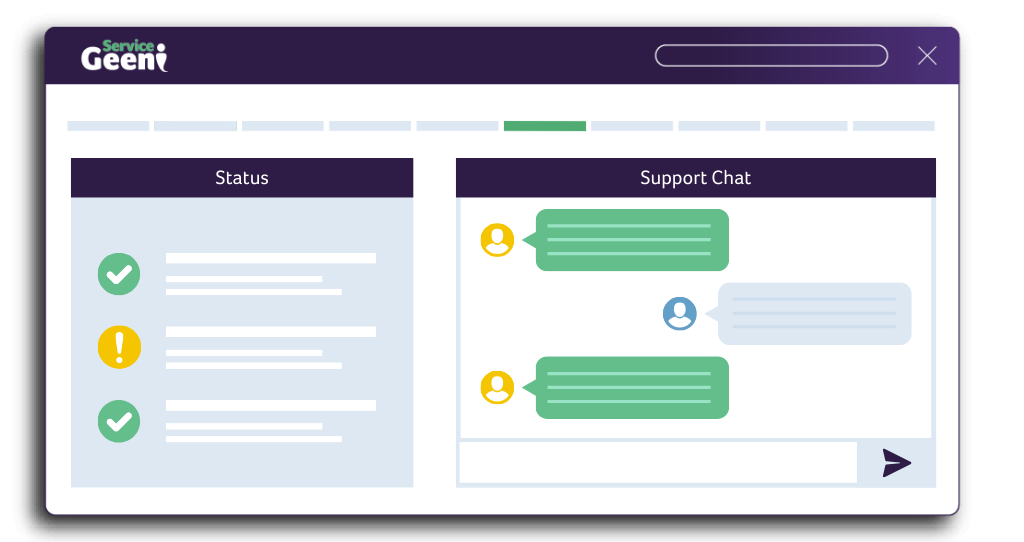 Illustrated image of a Customer support, support portal view